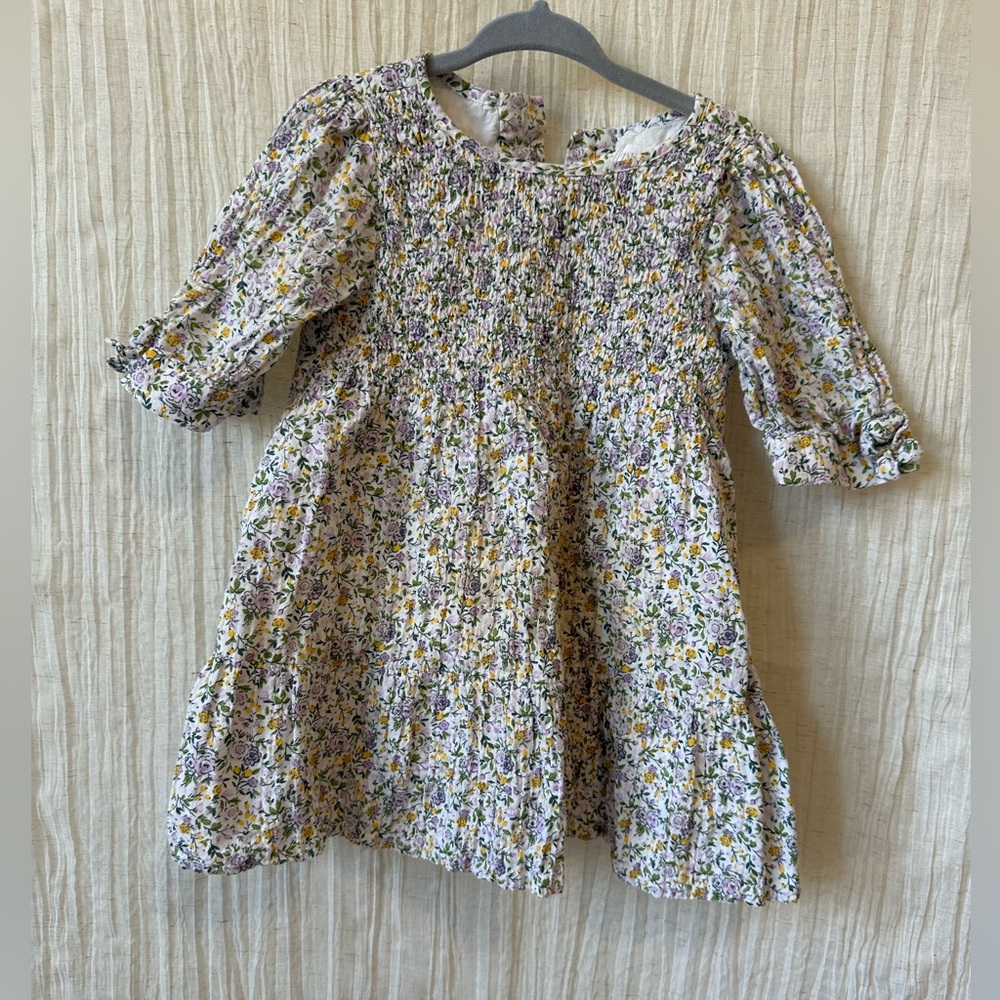 Zara Floral Kids Dress in White and Yellow